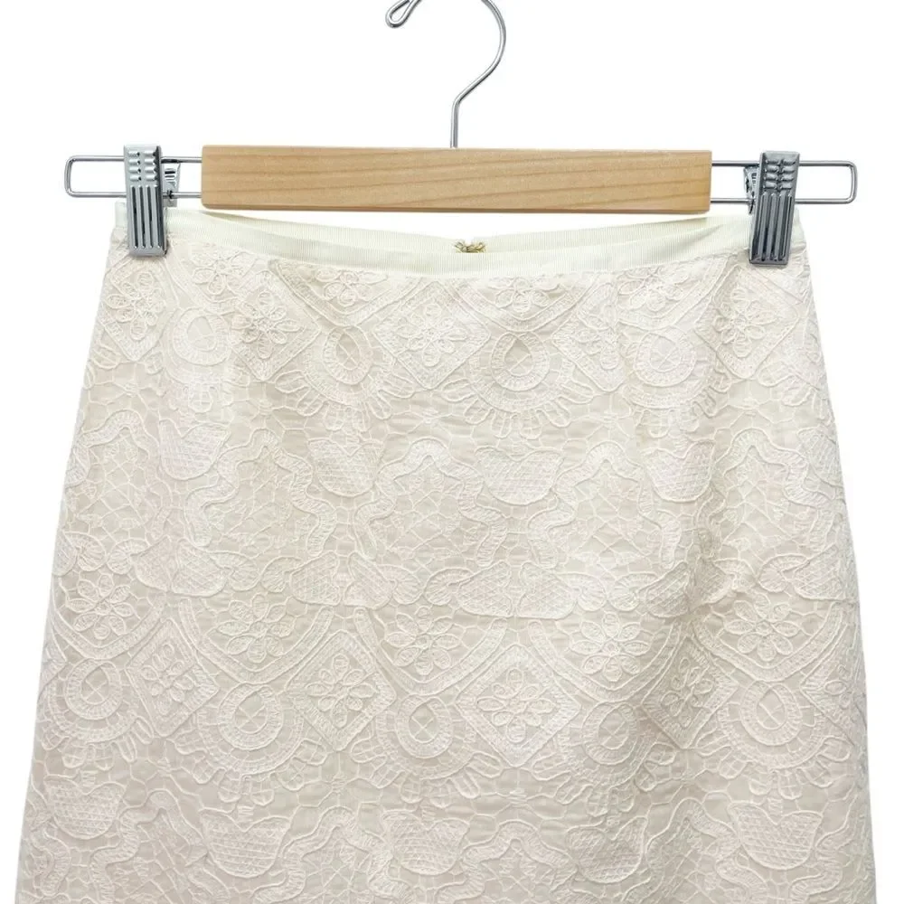 Tory Burch Aurelia Lace Top & Debra Skirt Set Cream Ivory Size 0 Matching Outfit